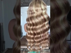 Piyano 27/613 renk vücut dalgası bakire insan saçı ön dantel peruk