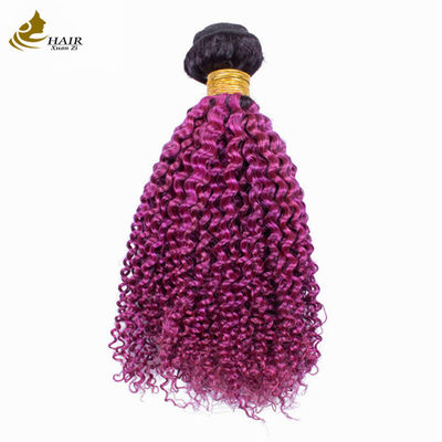 Afro Kinky Curly Dark Root Purple Ombre Virgin İnsan Saçları Satılık