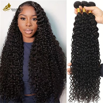 Doğal Siyah Kiny Curly Brezilya İnsan Saçları Bündeler Saç Uzantıları Yapışkan