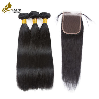 Kalite  Unprocessed Brazilian Remy Human Hair Extensions Straight Bundles With Closure Fabrika