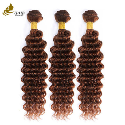 Kalite  Peruvian Hair Deep Curl Copper 33# Brown color virgin Human Hair weft Bundles Fabrika