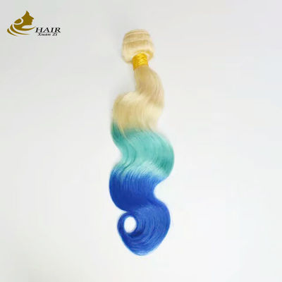 Özel Ombre İnsan Saçı Uzantıları Bouncy Mor Mavi Rengi