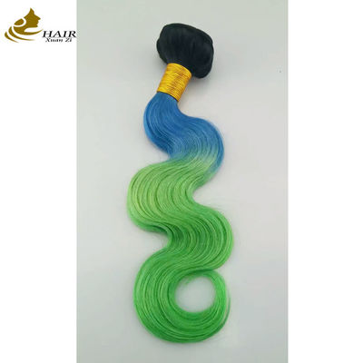 Özel Ombre İnsan Saçı Uzantıları Bouncy Mor Mavi Rengi