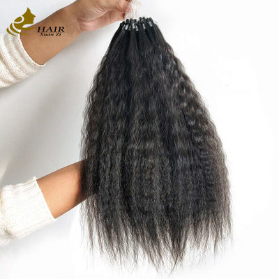 Kinky Straight Prebonded Nano İnsan Saçı Uzantıları Doğal Siyah 18 inç