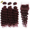 Ombre 99J yapıştırıcısız Burgundy Peruk İnsan Saçı Uzantıları Derin Dalga