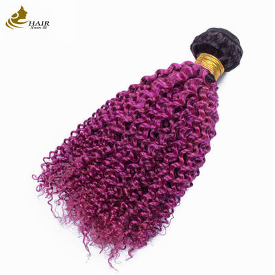 Afro Kinky Curly Dark Root Purple Ombre Virgin İnsan Saçları Satılık