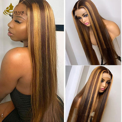 Vietnamlı İnsan Saçları Kinky Curl P427 Piyano Rengi 13X4 Dantal Ön Peruklar
