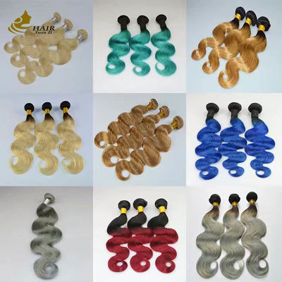 100% İnsan Kutikülü Düzleştirilmiş vücut dalgası 613 Virgin Ombre İnsan Saç Uzantıları Paketleri