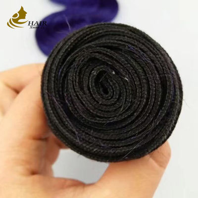 Mor Dalgalı Gölge İnsan Saçı Uzantıları 26 Inch Kinky Curly