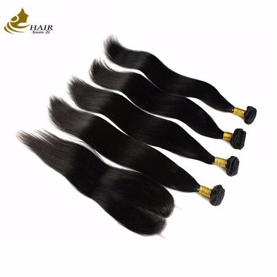 100g bakire insan saç eklentileri Natural Black Düz Kapalı