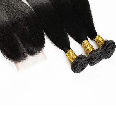 100g bakire insan saç eklentileri Natural Black Düz Kapalı