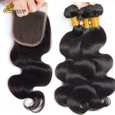 Oem Remy İnsan Saçı Uzantıları Toplamalar Toplama Raw Body Wave Hair Bundles With Closure