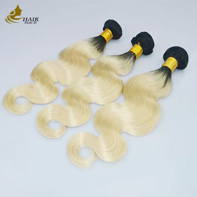 1B Sarışın Ombre İnsan Saçları Uzantıları Remy Weave Peruk Paketleri Kapalı