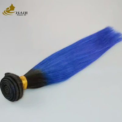Kız Çiğ Brezilya Ombre İnsan Saçları Uzantıları Bündeler Mavi 1B