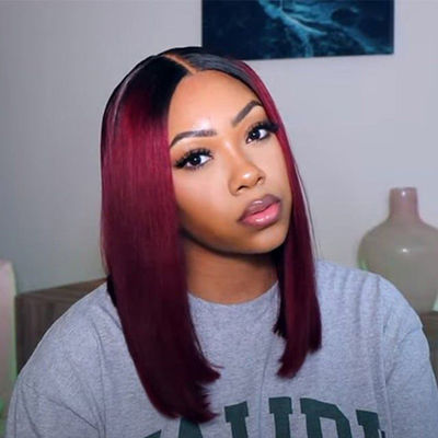 Önceden Plucked Kısa Bob Perukları İnsan Saçı 8 Inch Beyaz