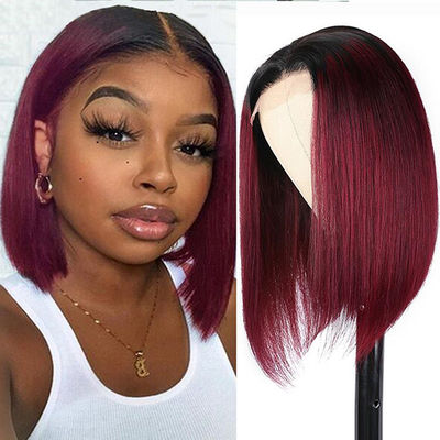 Önceden Plucked Kısa Bob Perukları İnsan Saçı 8 Inch Beyaz