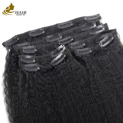 Doğal Kinky Düz Klip Saç Uzantıları Paketleri 30 Inch OEM