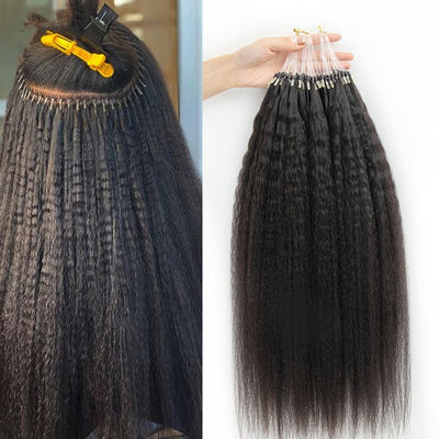 Kinky Straight Prebonded Nano İnsan Saçı Uzantıları Doğal Siyah 18 inç