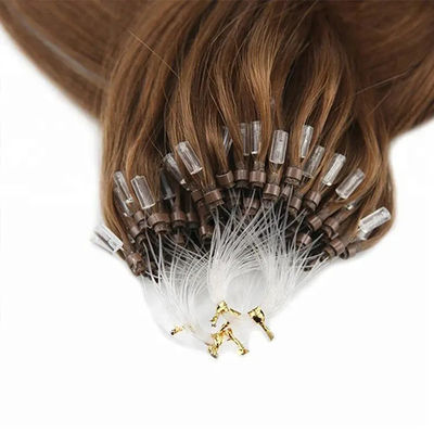 100% Virgin Human Nano Micro Ring Saç Uzantısı Kahverengi Renkli