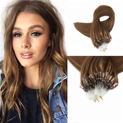 100% Virgin Human Nano Micro Ring Saç Uzantısı Kahverengi Renkli