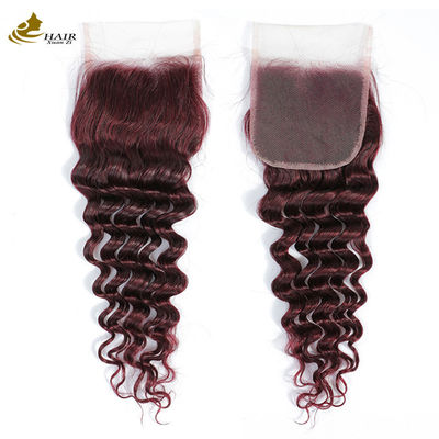 Ombre 99J yapıştırıcısız Burgundy Peruk İnsan Saçı Uzantıları Derin Dalga