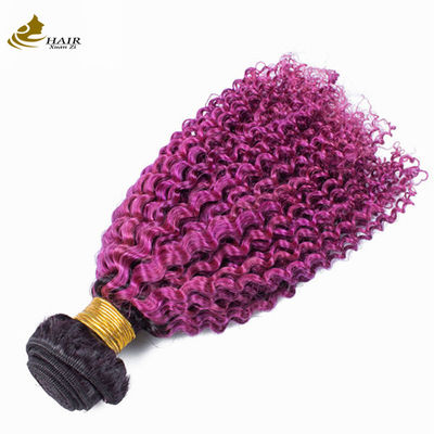 Afro Kinky Curly Dark Root Purple Ombre Virgin İnsan Saçları Satılık