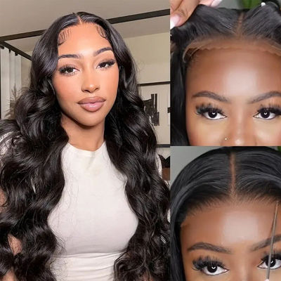 Yapıştırıcısız Kişisel İnsan Saçı Perukları Vücut Dalga Ön Deniz Peruk Satılık