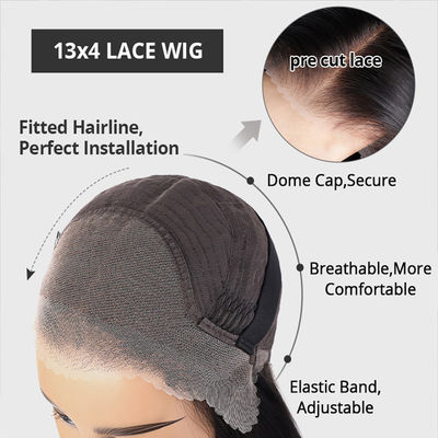 Kemik Düz Yapıştırıcısız Şeffaf 13X4 HD Deniz Ön Doğal Renkler 100% İnsan Saçı Peruklar