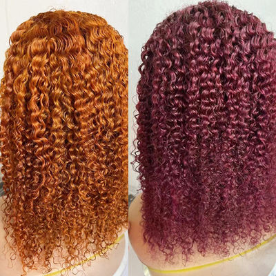 Renkli Bob ön dantel peruk 13X4 ön dantel peruk kıvırcık insan saçı dantel peruk 180%