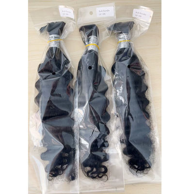 Çift Çekici Derin Dalga Bakire İnsan Saçı Toplu Döşeme Doğal Siyah