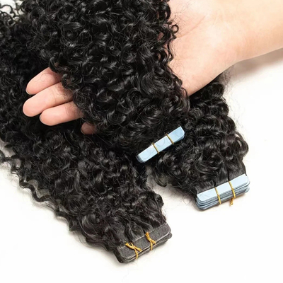 20 inç doğal siyah su dalgası bantı insan saç uzantılarında