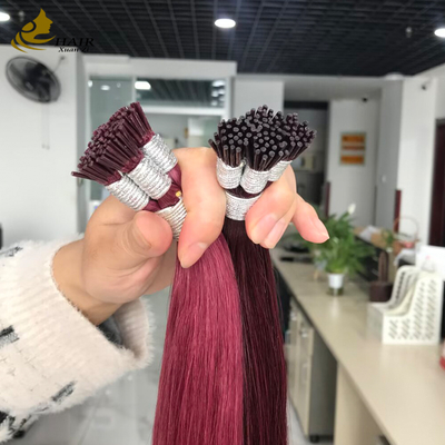 Toptan Kütikül Hizalı I Uçlu İnsan Saçı Ekstansiyonları Burg ve 99J Renk Düz Saç Ekstansiyonları