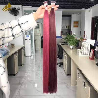 Toptan Kütikül Hizalı I Uçlu İnsan Saçı Ekstansiyonları Burg ve 99J Renk Düz Saç Ekstansiyonları