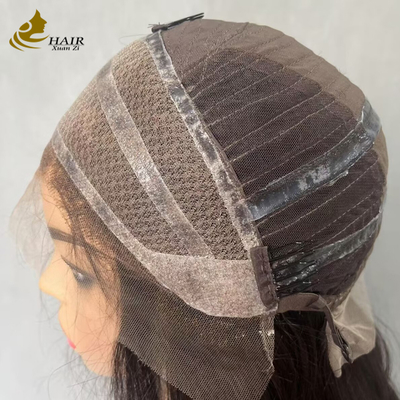 Vietnamlı İnsan Saçları Yapıştırıcısız Düz Düğme Silikonlu Ön Peruk