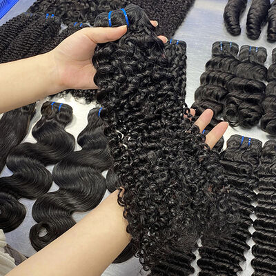 Factory Price 12A Virgin Unprocessed Curl Style Natural Black Virgin Human Hair Bundles From Young Girls